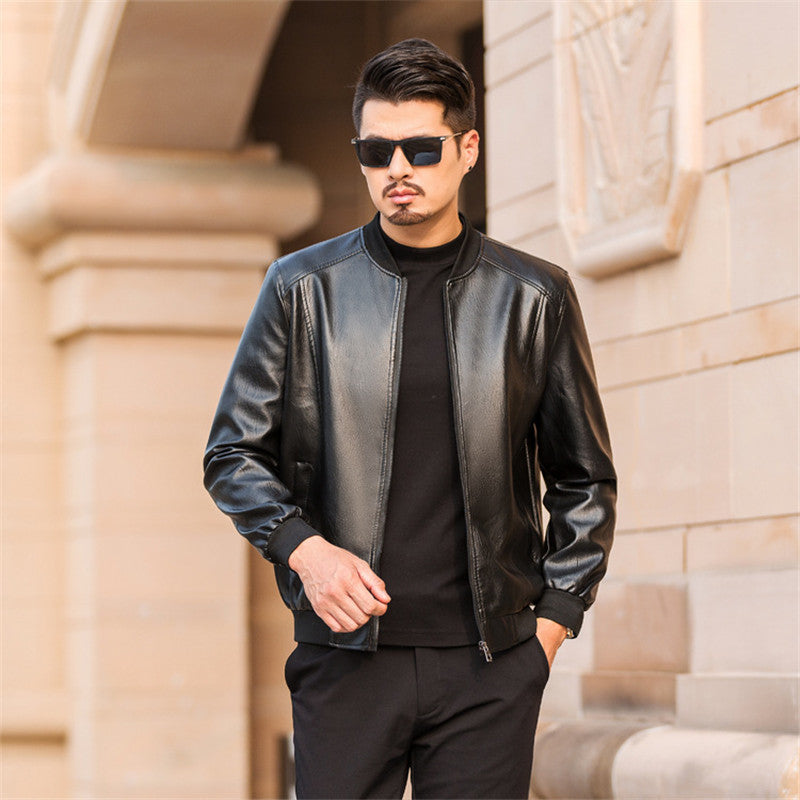 Men's Leather Jackets Spring And Autumn Plus Cashmere Men's Loose