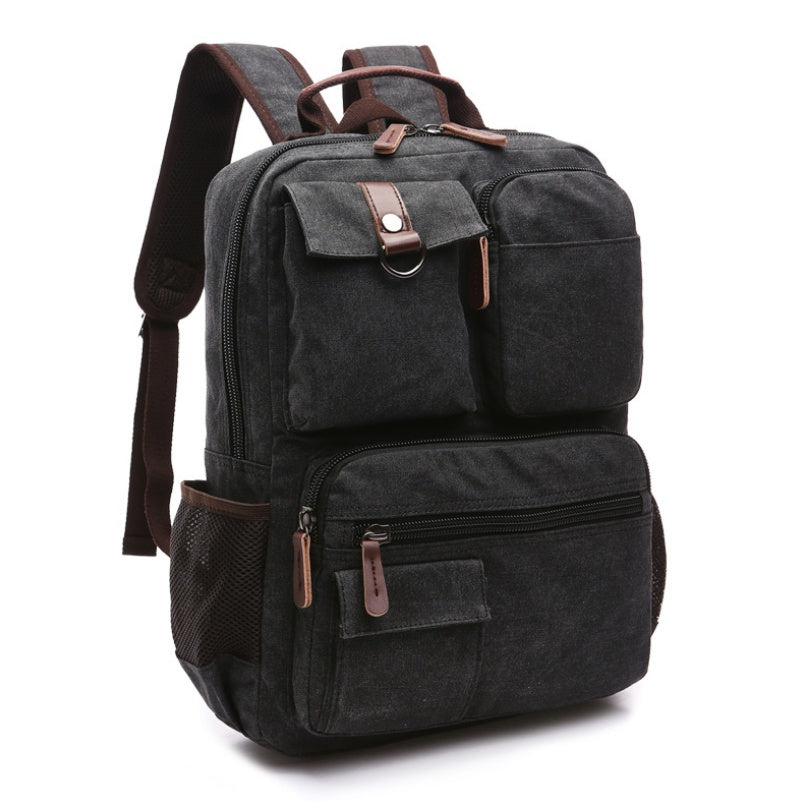 New Men Canvas Backpack Shoulder Bag Students Leisure Bag Computer Bag School Mochila Teenagers 15inch Laptop Rucksack