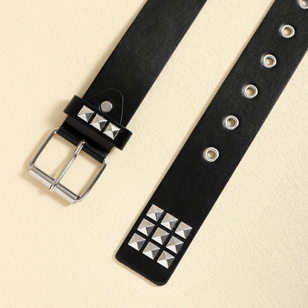 Rivet Belt Rock Trend Punk Bullet Black Belt Men And Women Personality Fashion Hip-hop Accessories