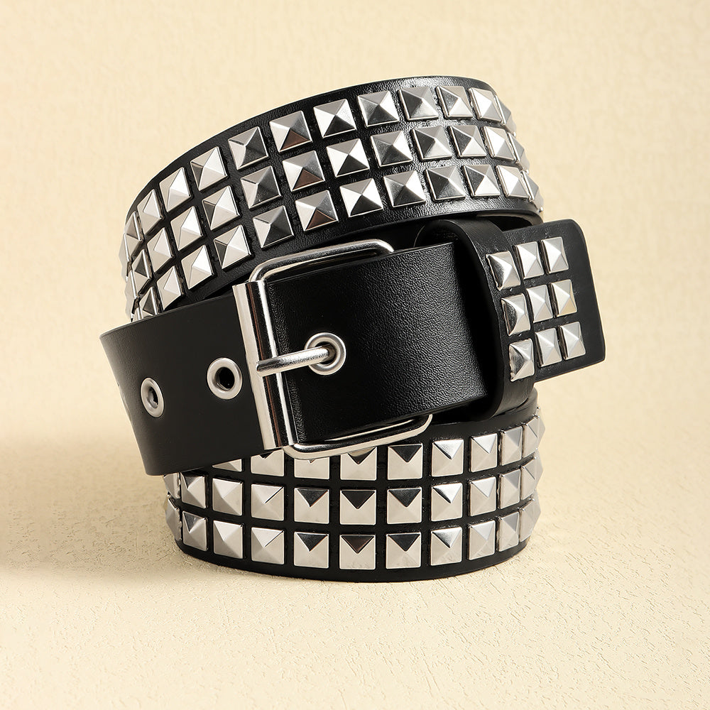 Rivet Belt Rock Trend Punk Bullet Black Belt Men And Women Personality Fashion Hip-hop Accessories