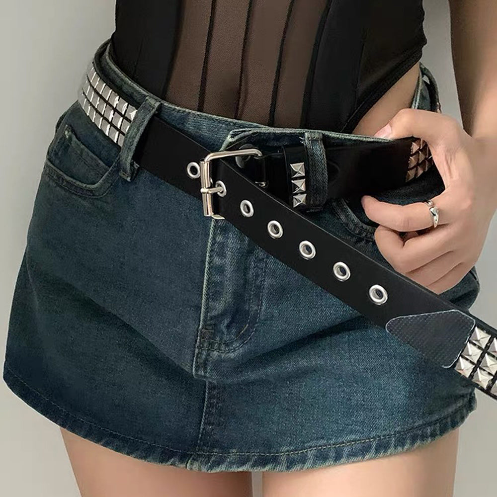 Rivet Belt Rock Trend Punk Bullet Black Belt Men And Women Personality Fashion Hip-hop Accessories