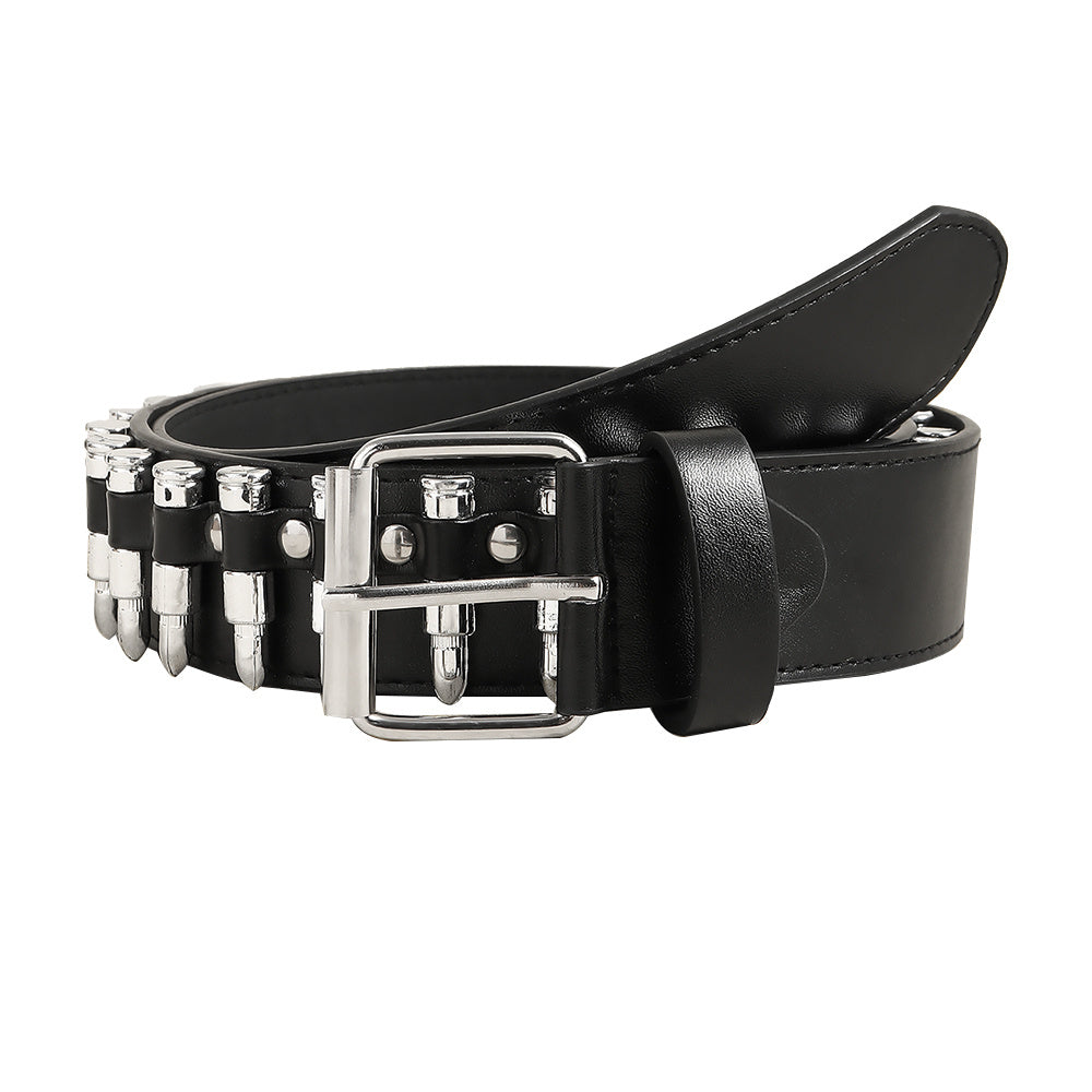 Rivet Belt Rock Trend Punk Bullet Black Belt Men And Women Personality Fashion Hip-hop Accessories